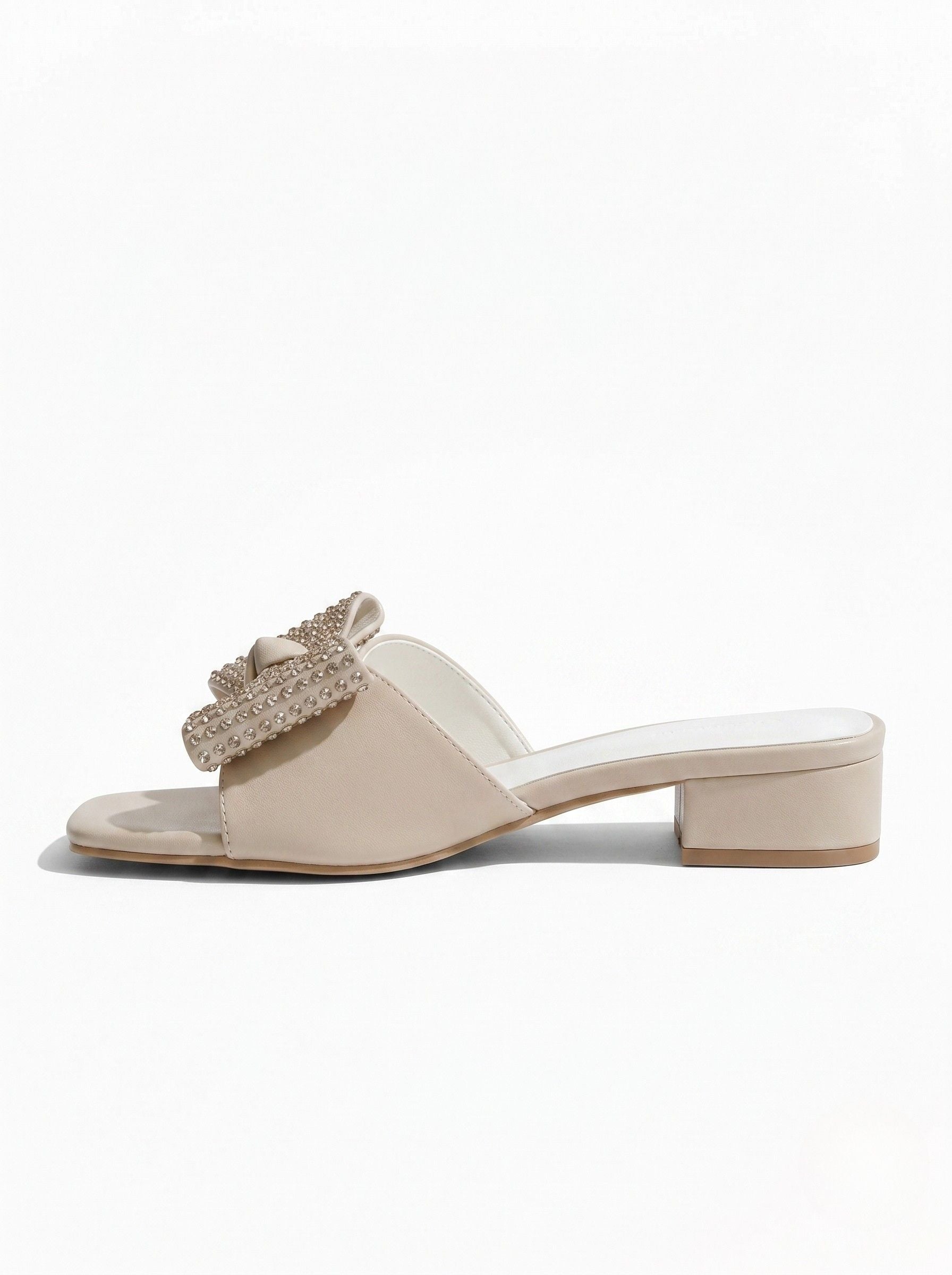 AURASTEPS Champagne Glitz Low Block Mules
