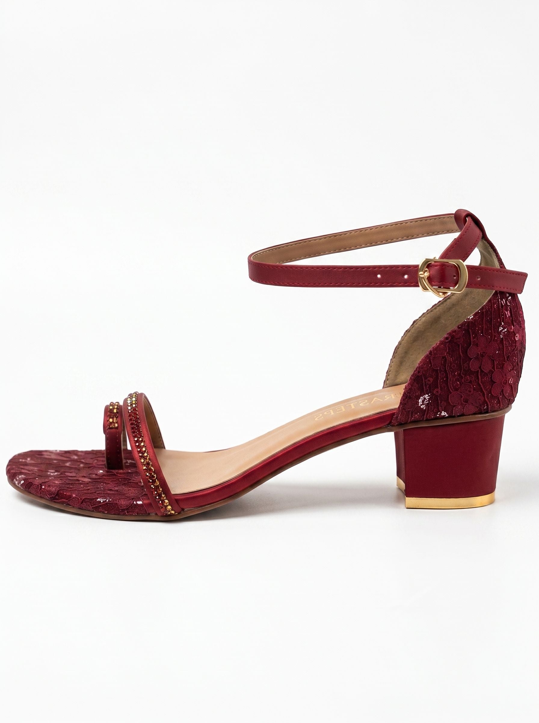 Shehnai Maroon Block Heels