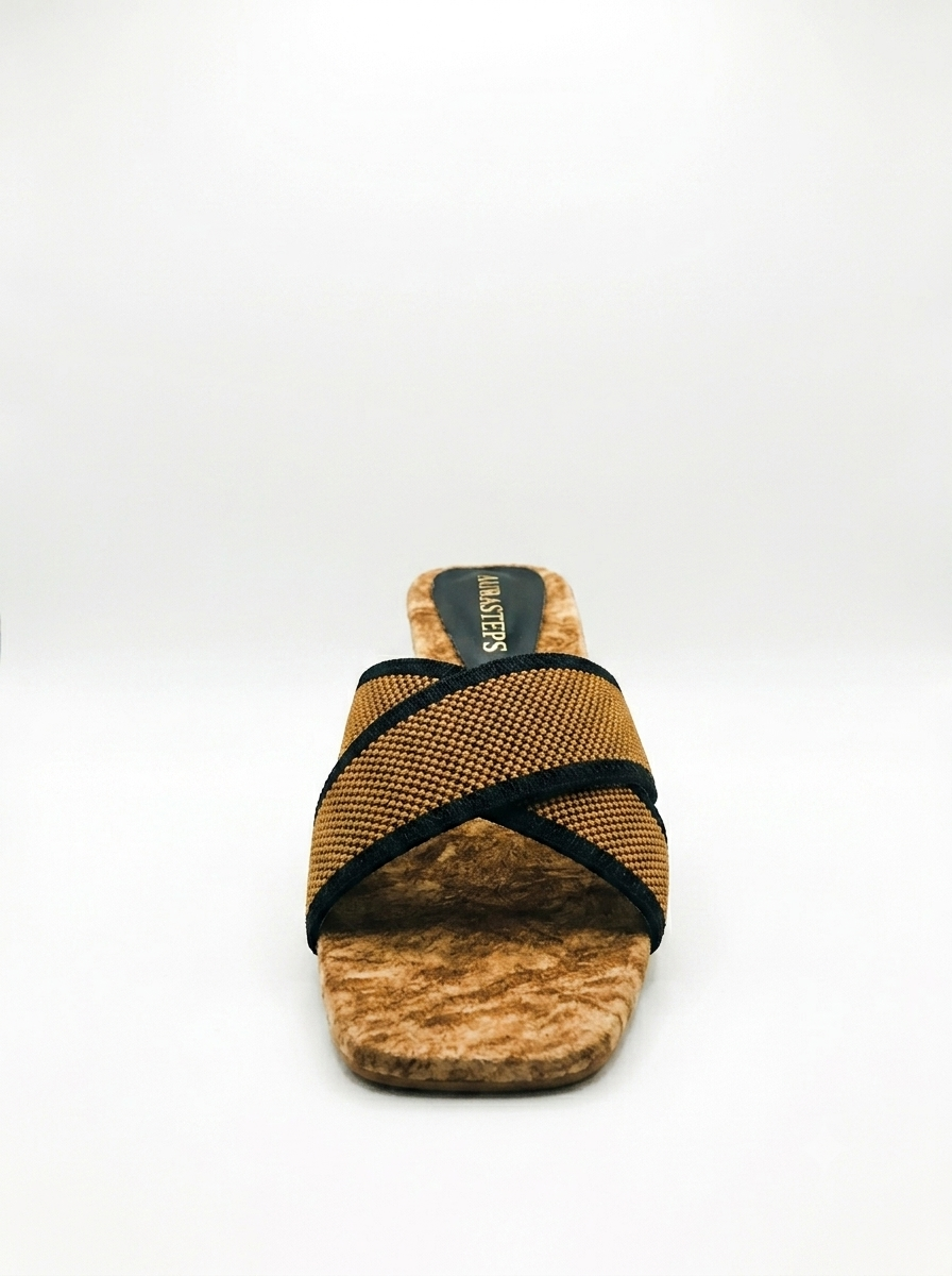 AURASTEPS Amber Woven Cross Block Heels