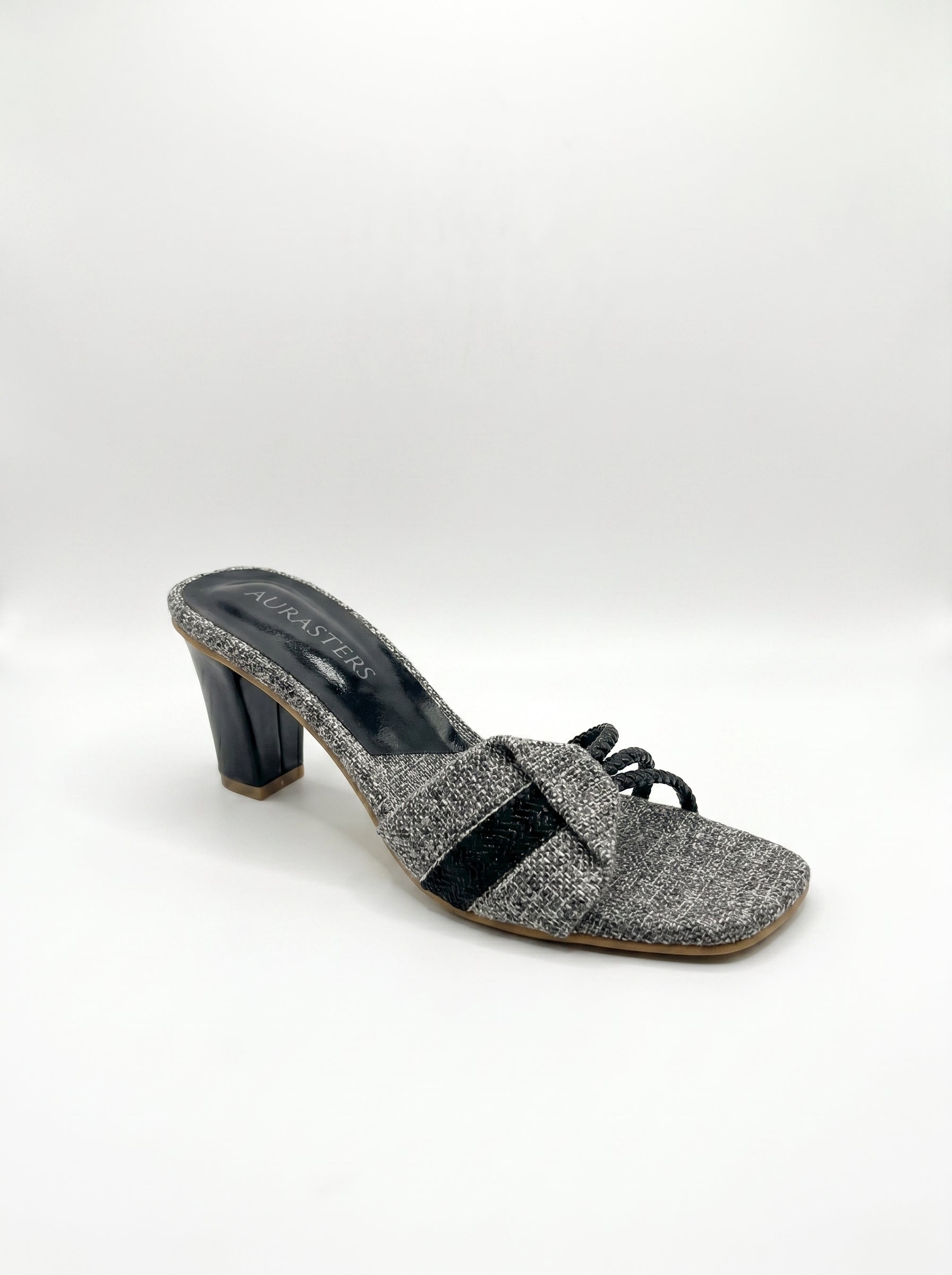 AURASTEPS Monochrome Tweed Braided Mules