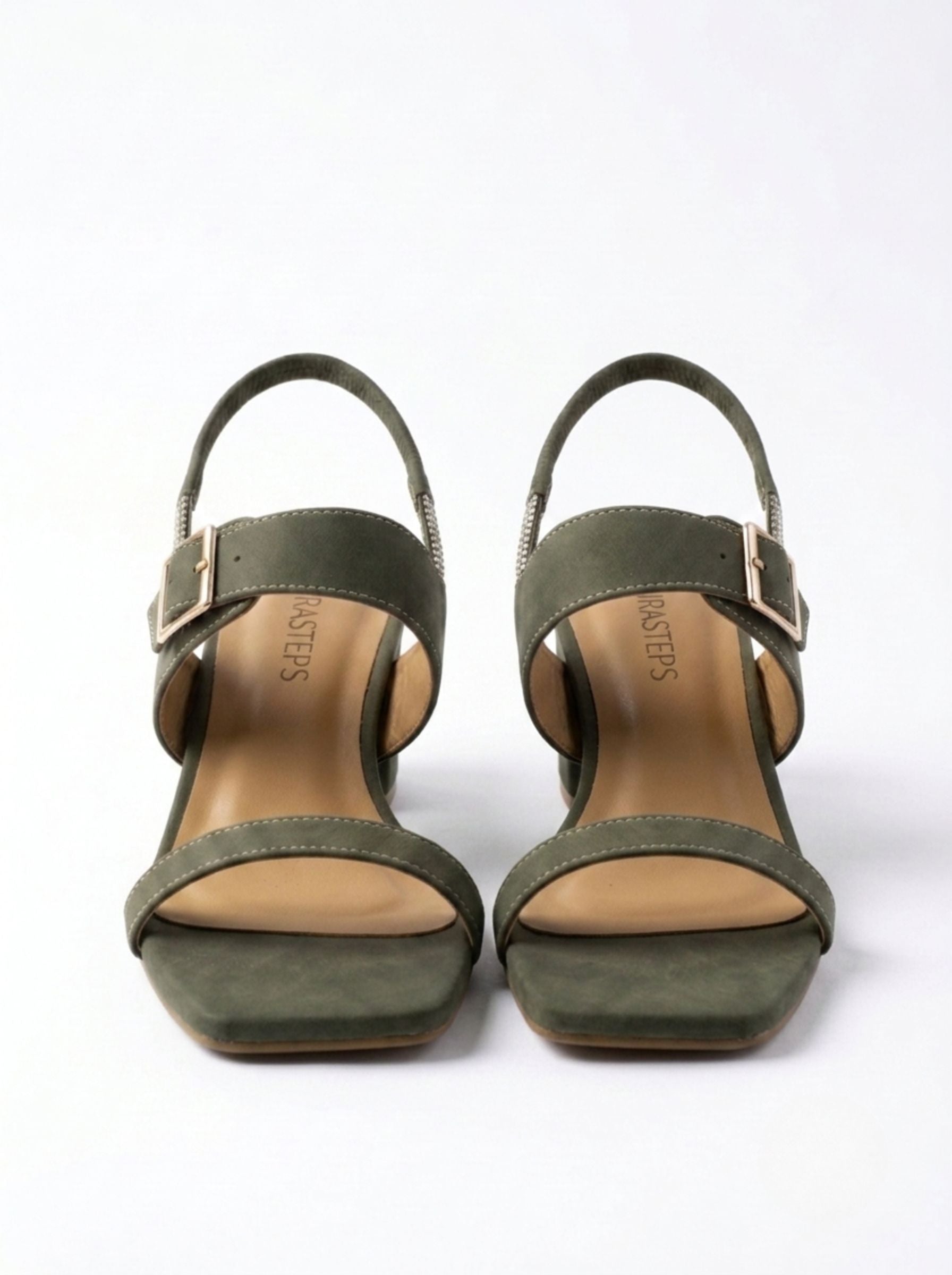 AURASTEPS Nude Gilded Block Heels