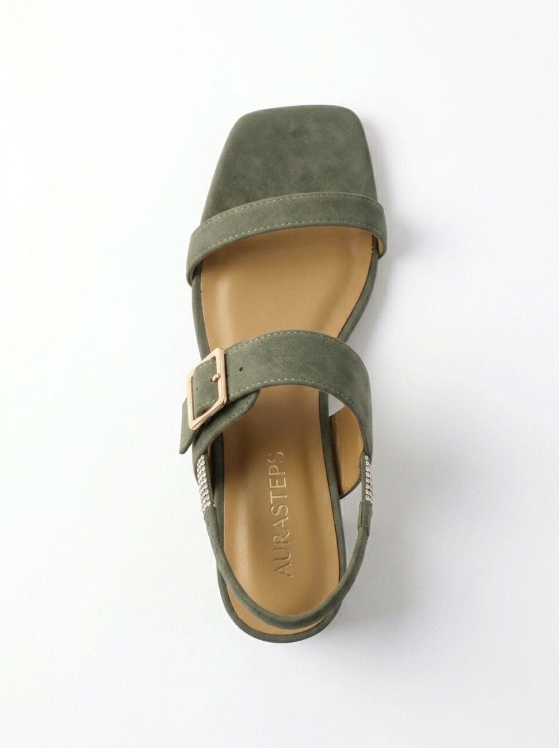 AURASTEPS Nude Gilded Block Heels