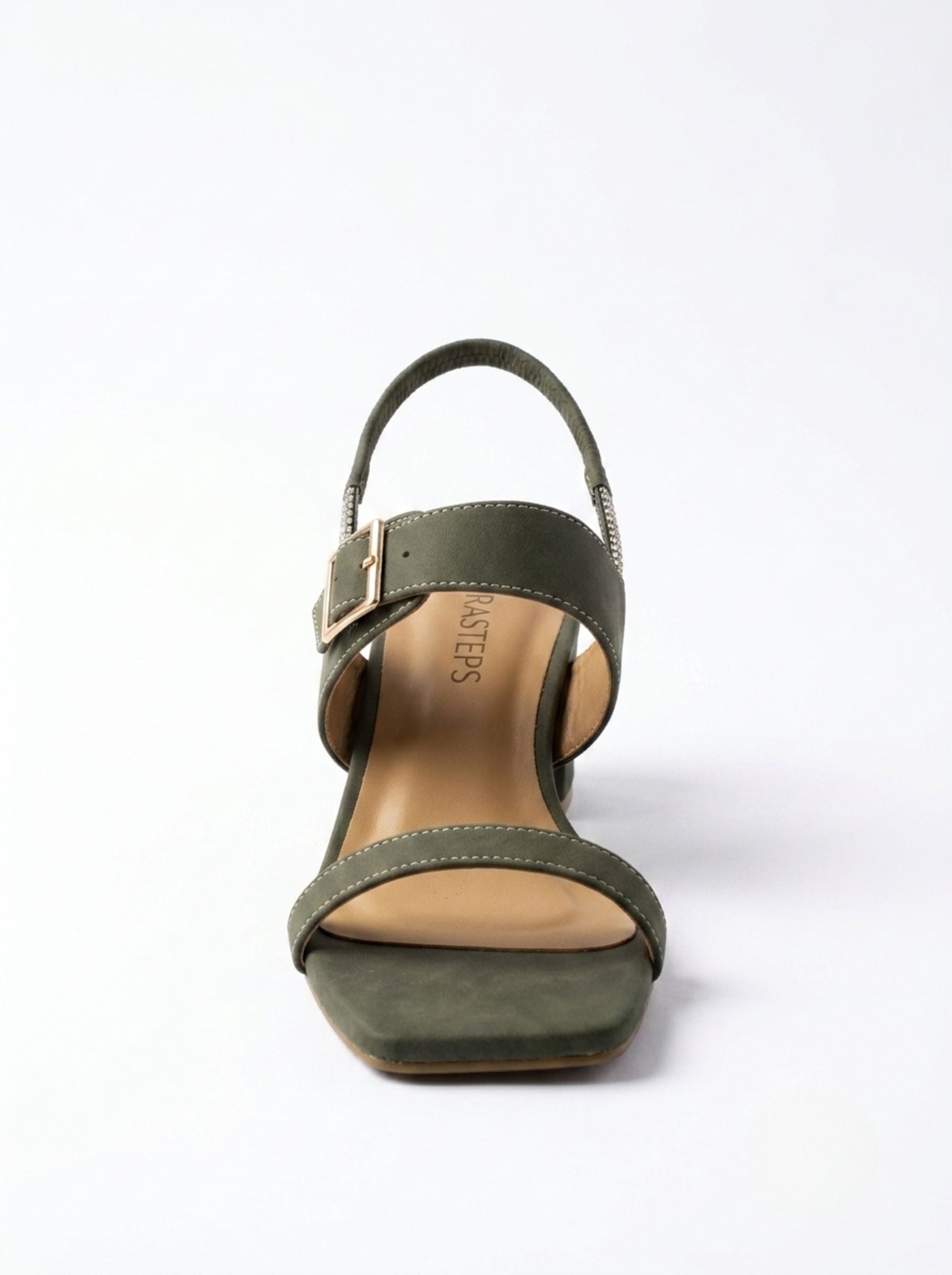 AURASTEPS Nude Gilded Block Heels