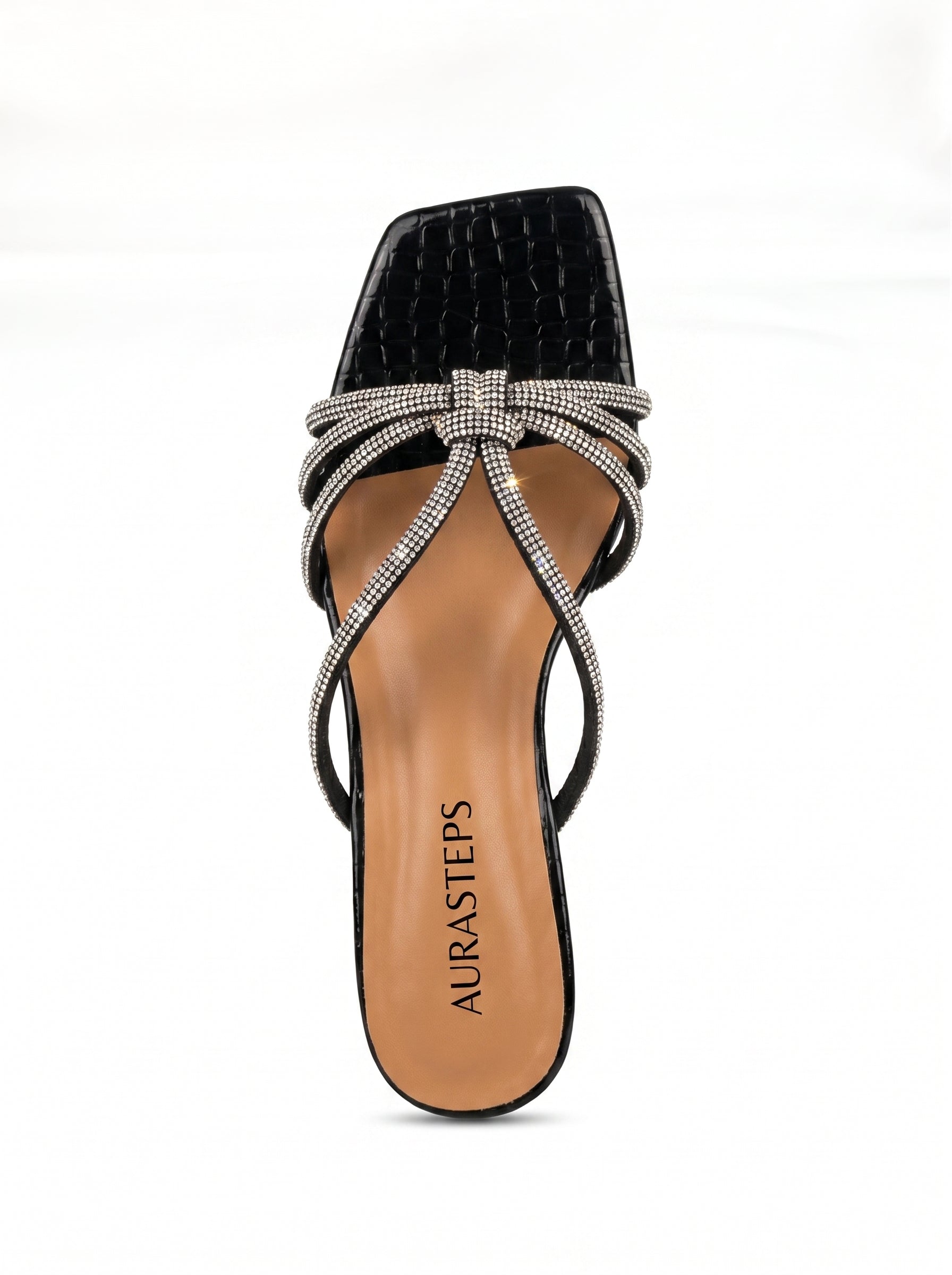 AURASTEPS Midnight Croc Metallic Heels