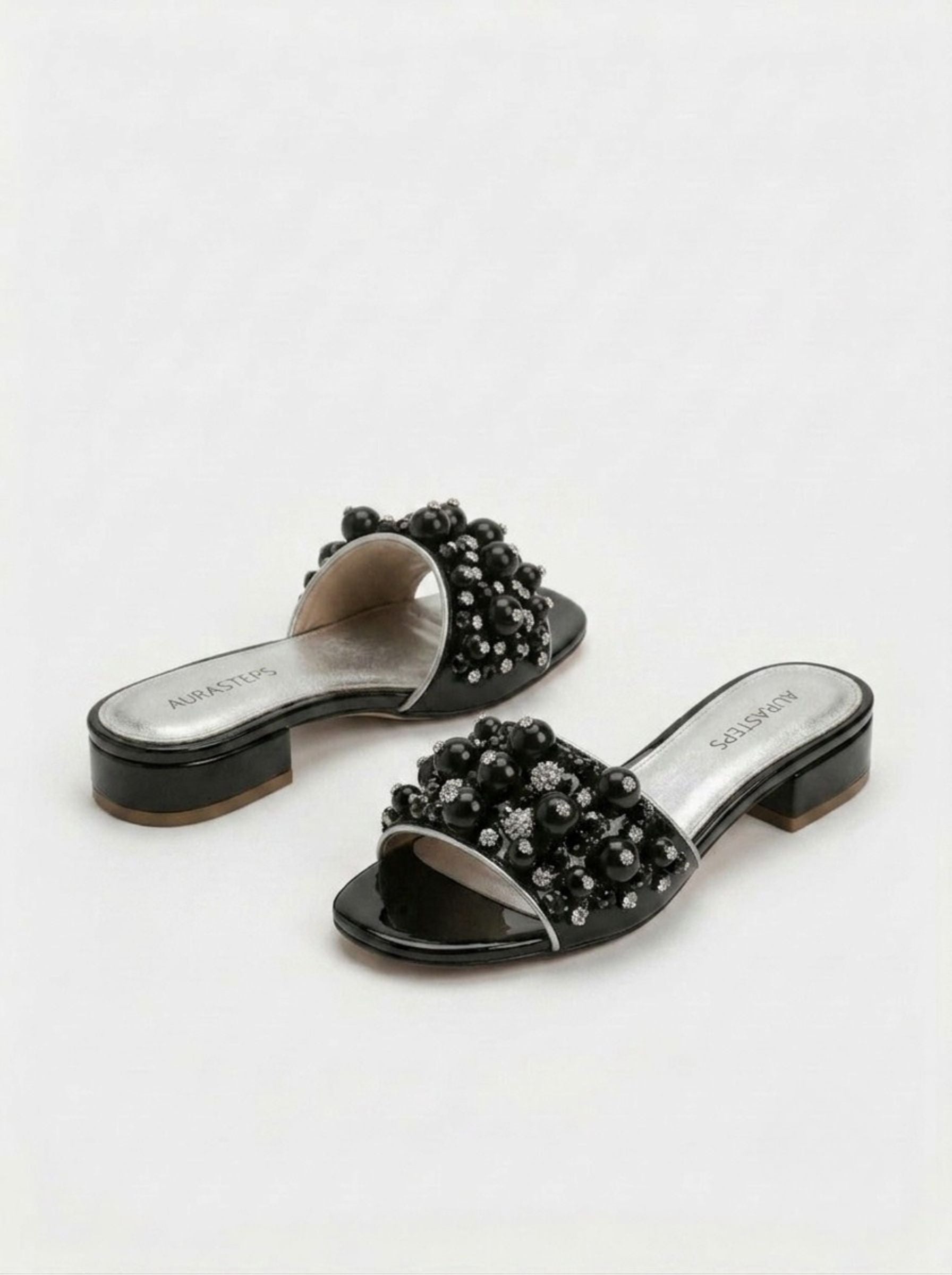 AURASTEPS Midnight Pearl Low-Heel Slides