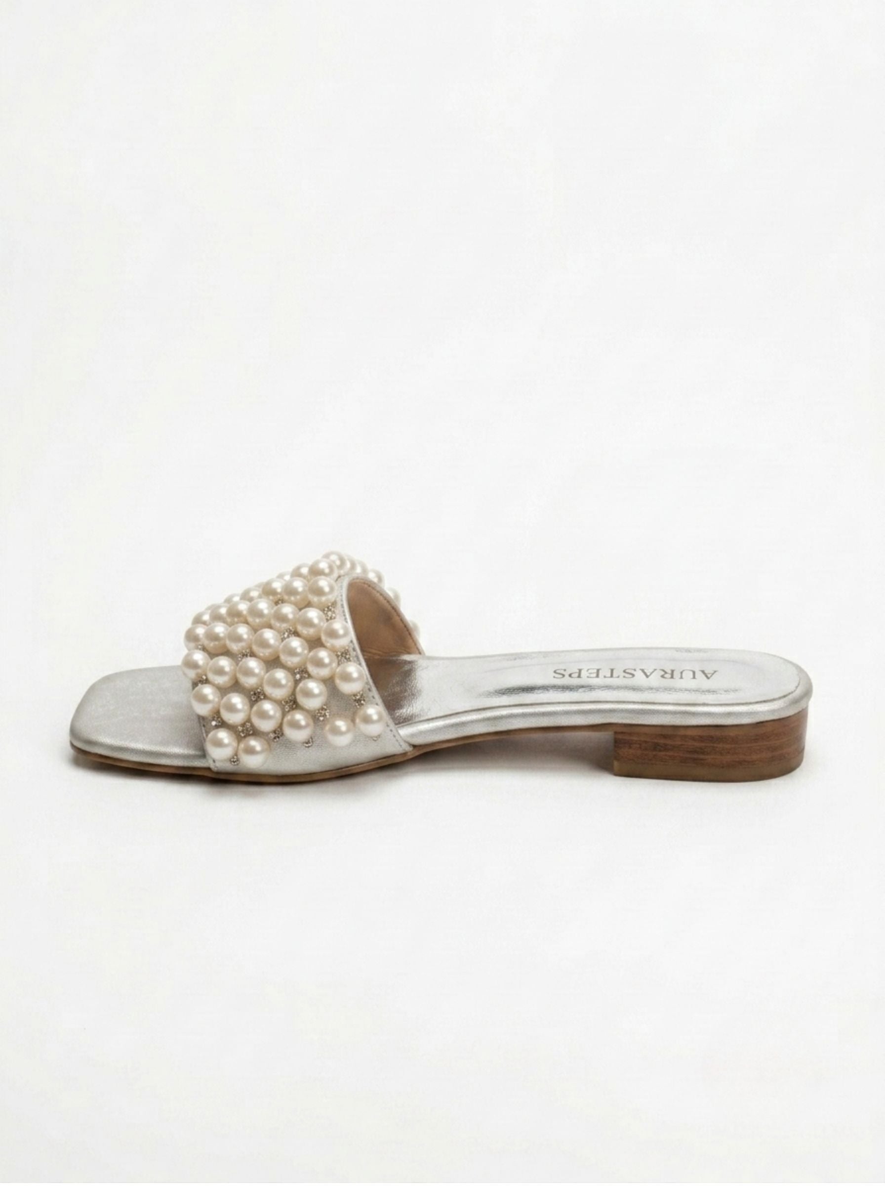 AURASTEPS Ivory Pearl Low-Heel Slides
