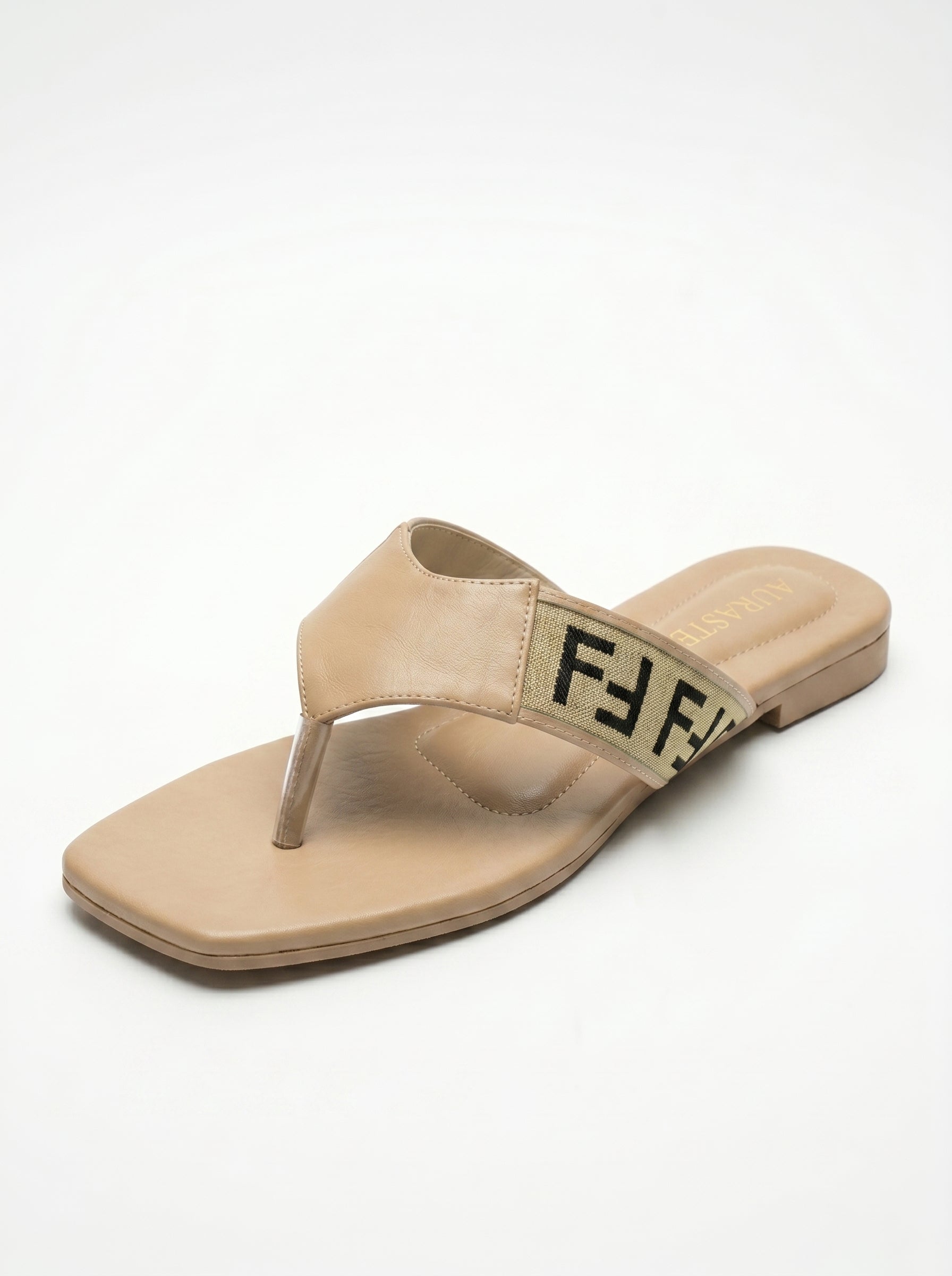 AURASTEPS Nude Monogram Casual Flats