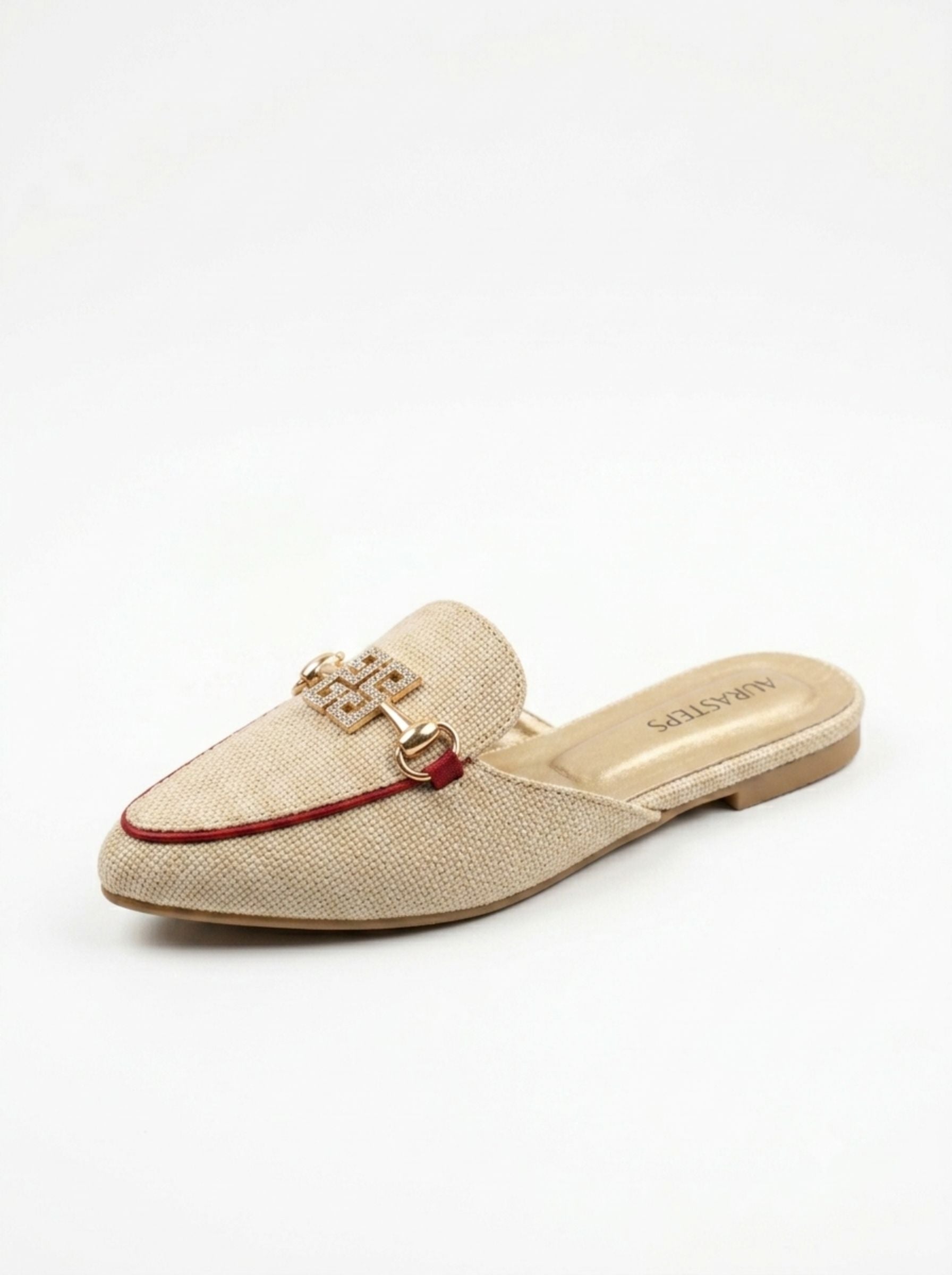 AURASTEPS Oatmeal Jute Textured Mules