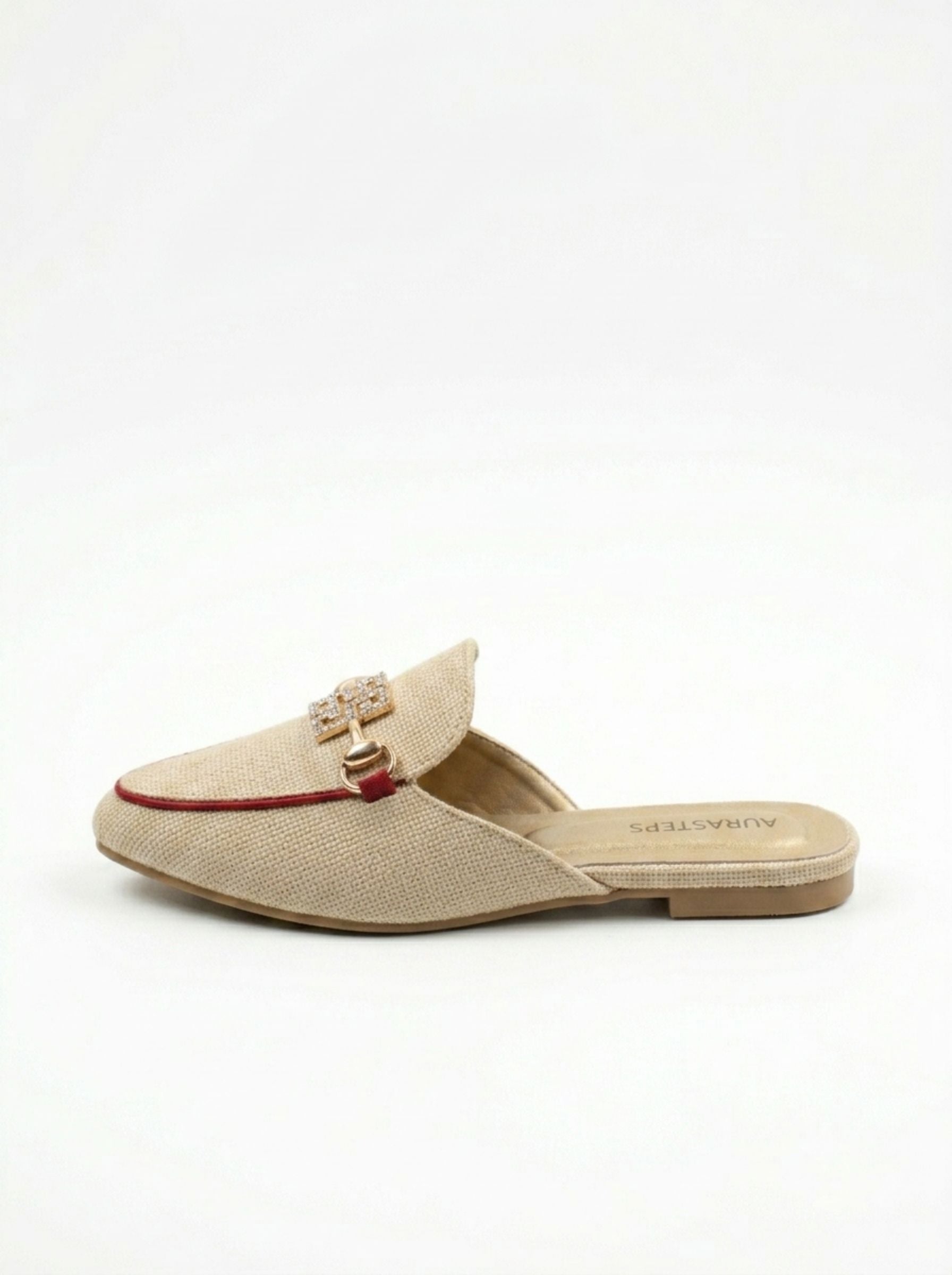 AURASTEPS Oatmeal Jute Textured Mules