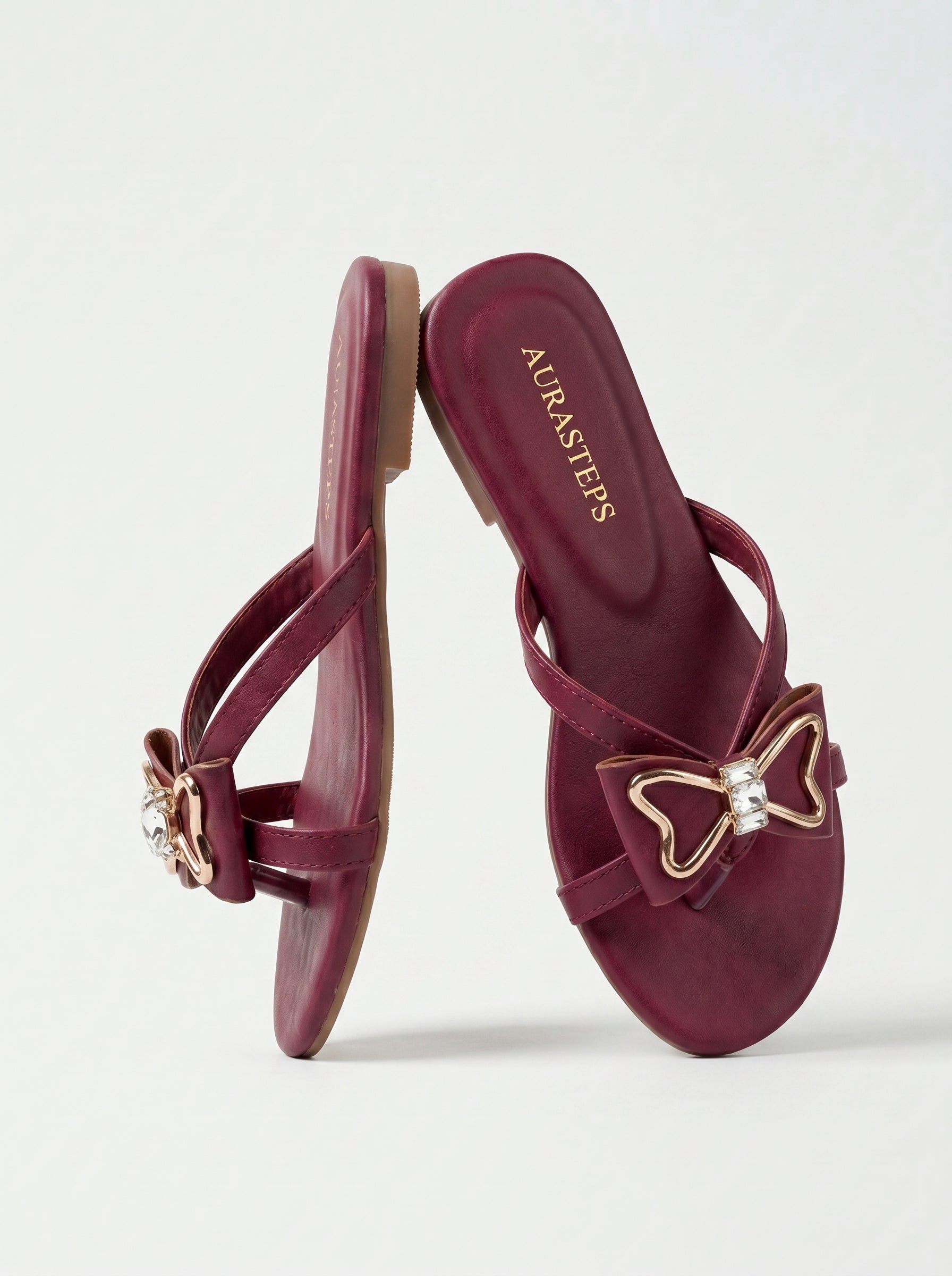 Aura Maroon Bow Flats
