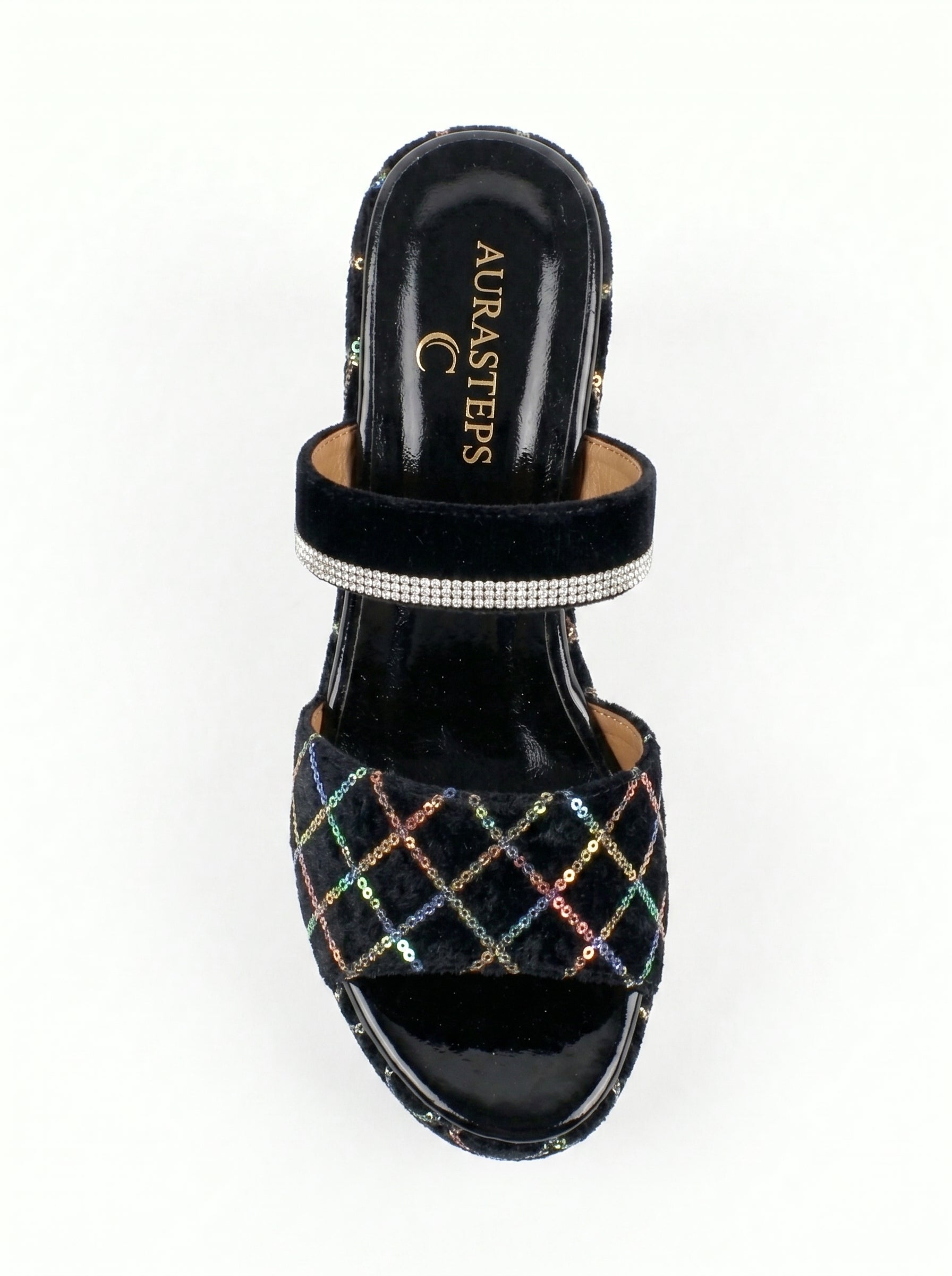 AURASTEPS Midnight Rainbow Velvet Wedges