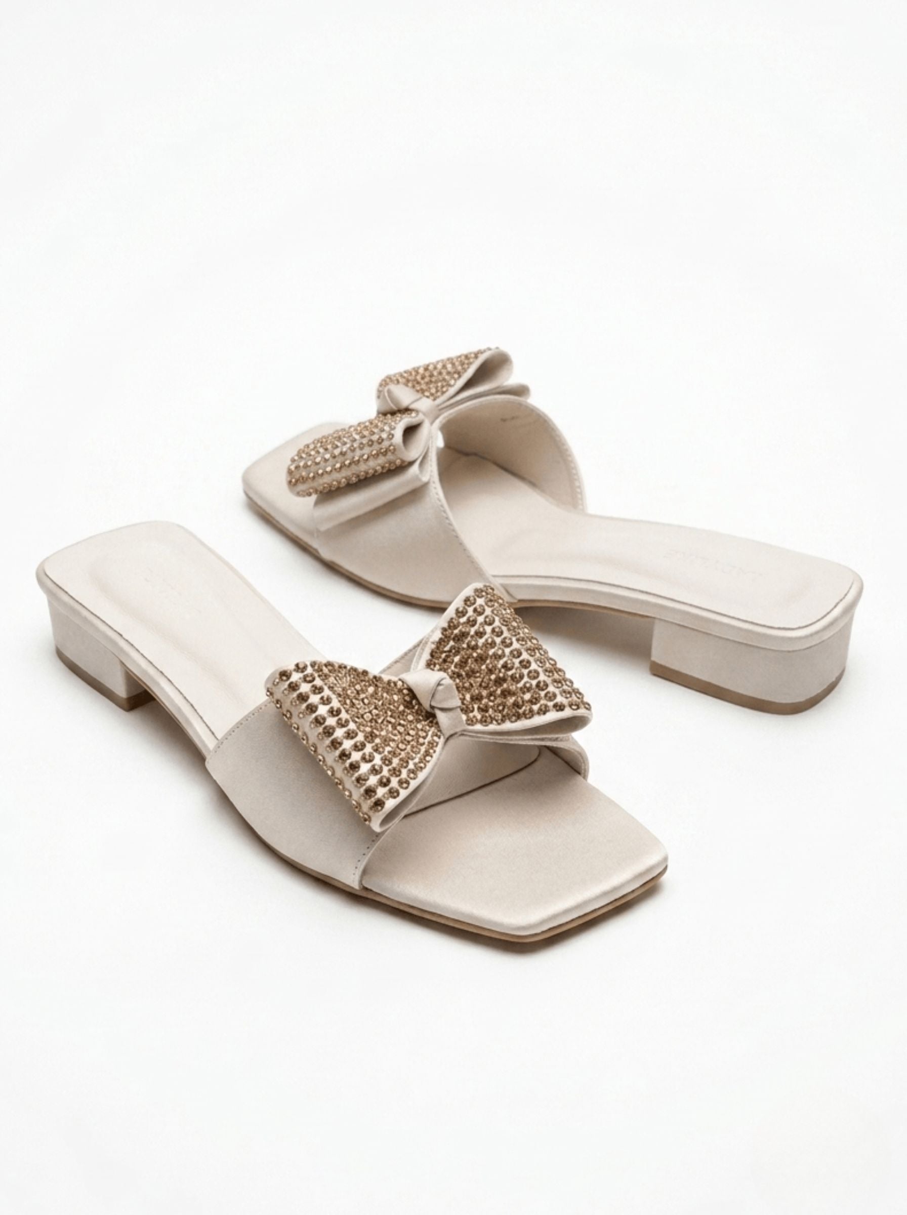 AURASTEPS Champagne Glitz Low Block Mules