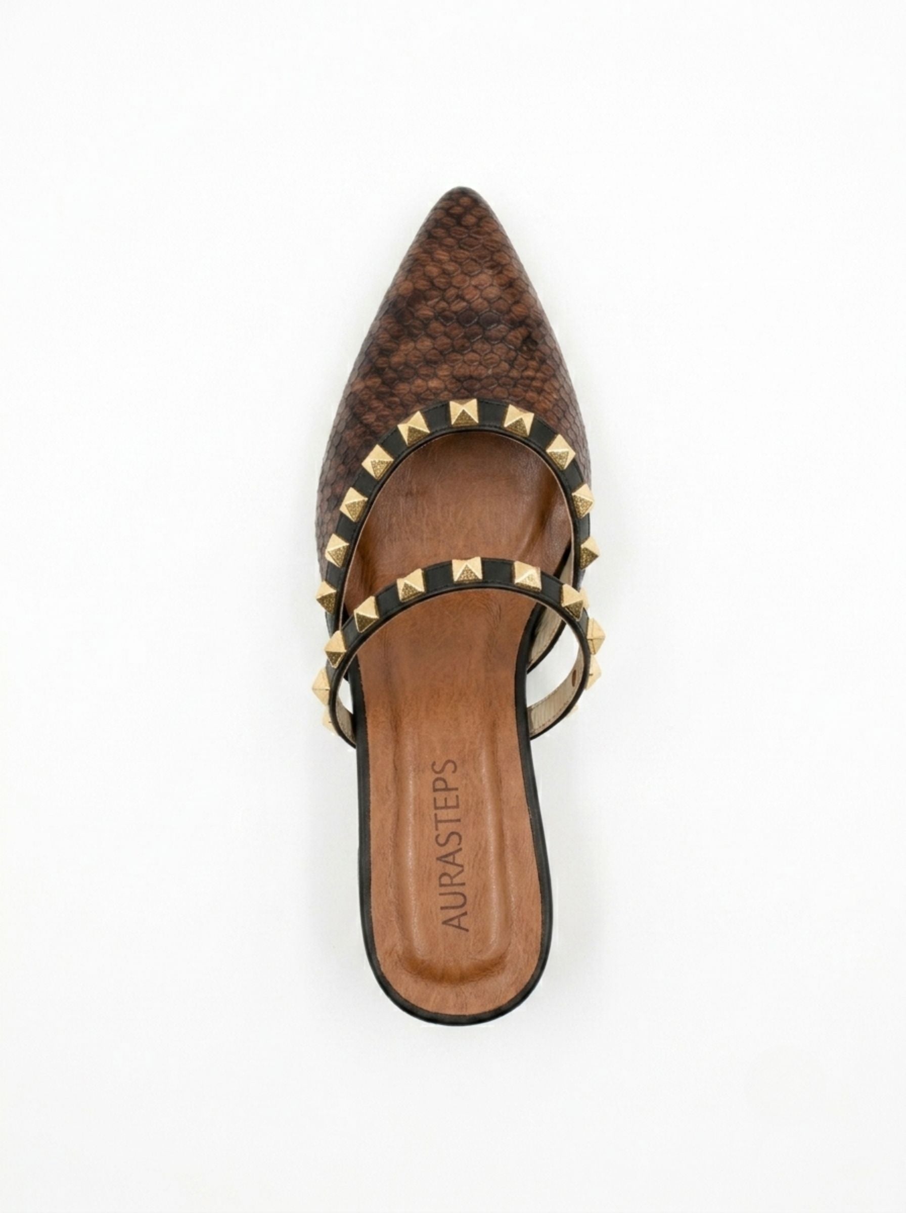 AURASTEPS Python Studded Pointed Mules