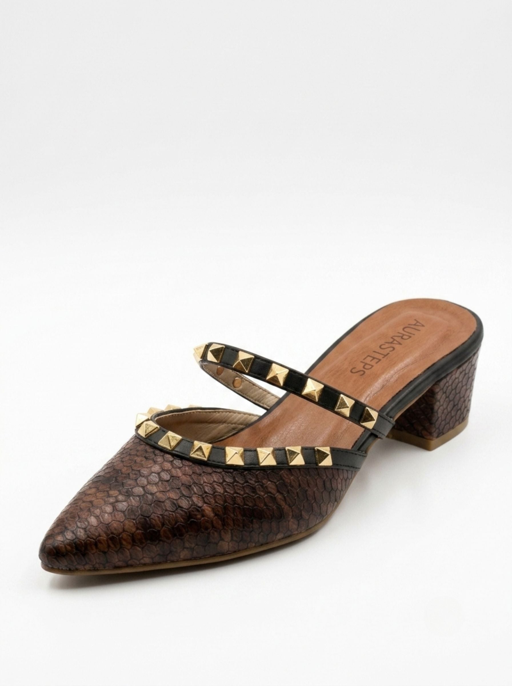 AURASTEPS Python Studded Pointed Mules