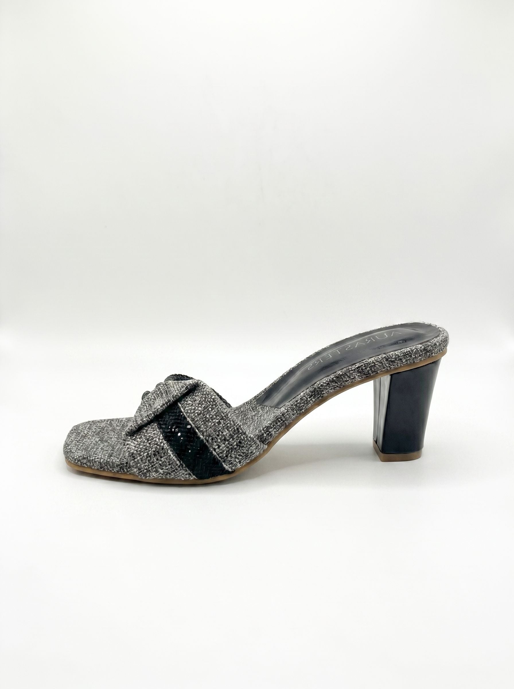 AURASTEPS Monochrome Tweed Braided Mules