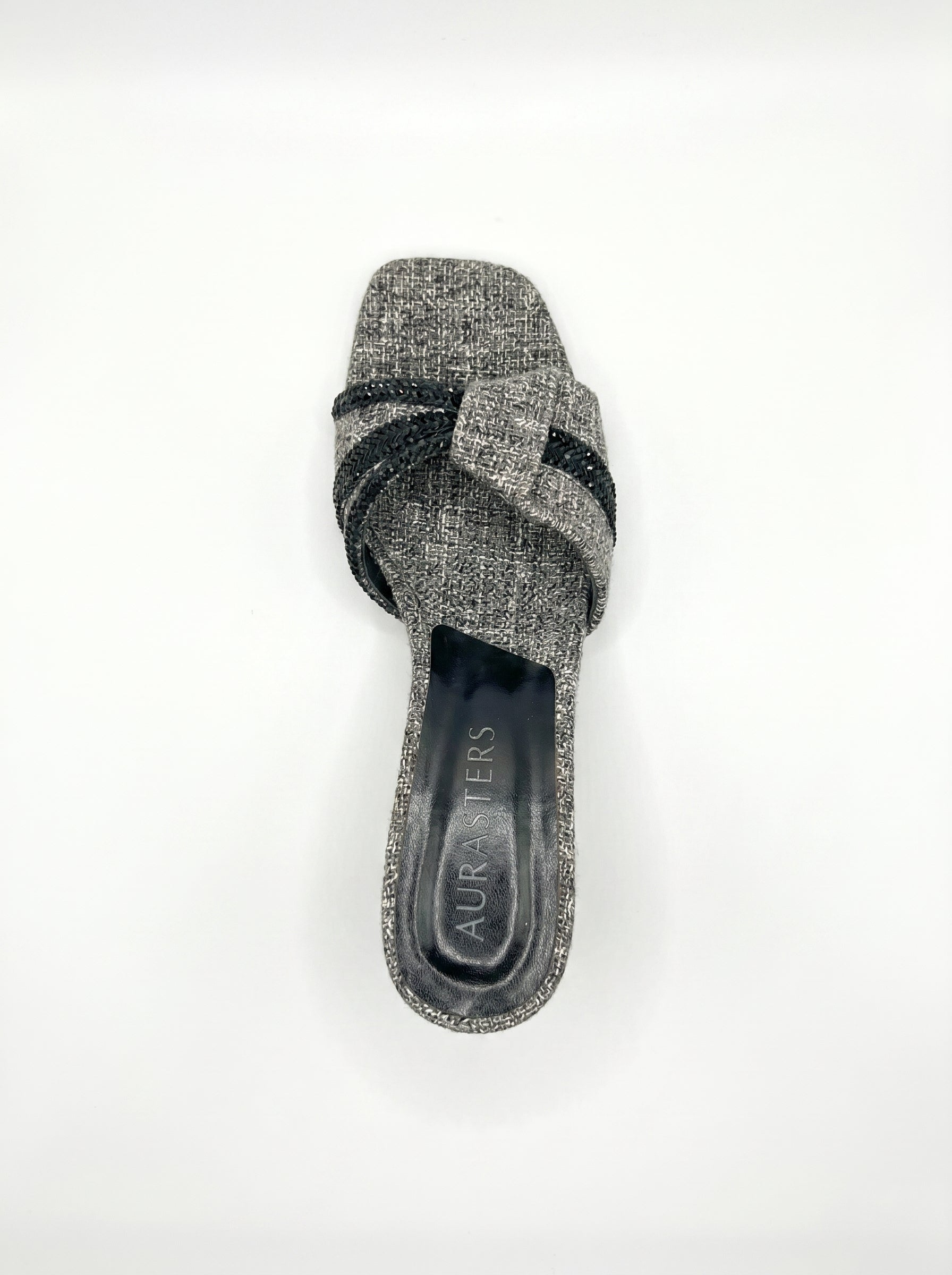 AURASTEPS Monochrome Tweed Braided Mules