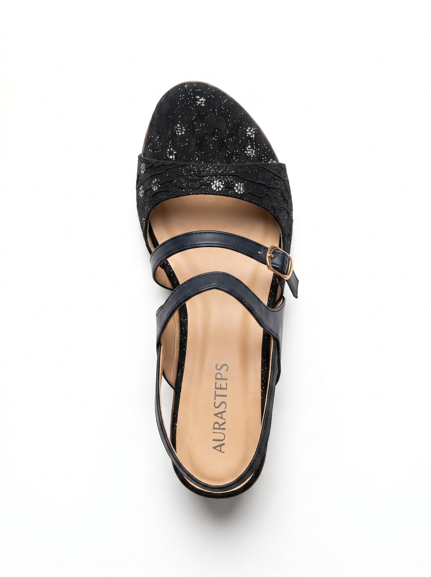 AURASTEPS Midnight Navy Glitz Block Heels
