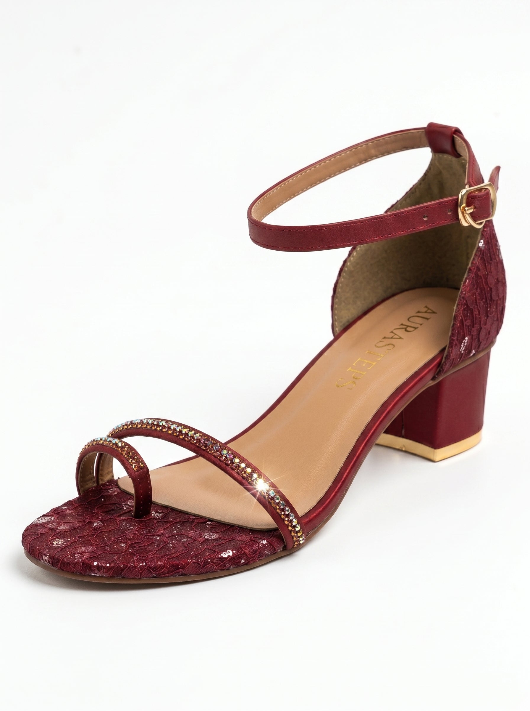 Shehnai Maroon Block Heels