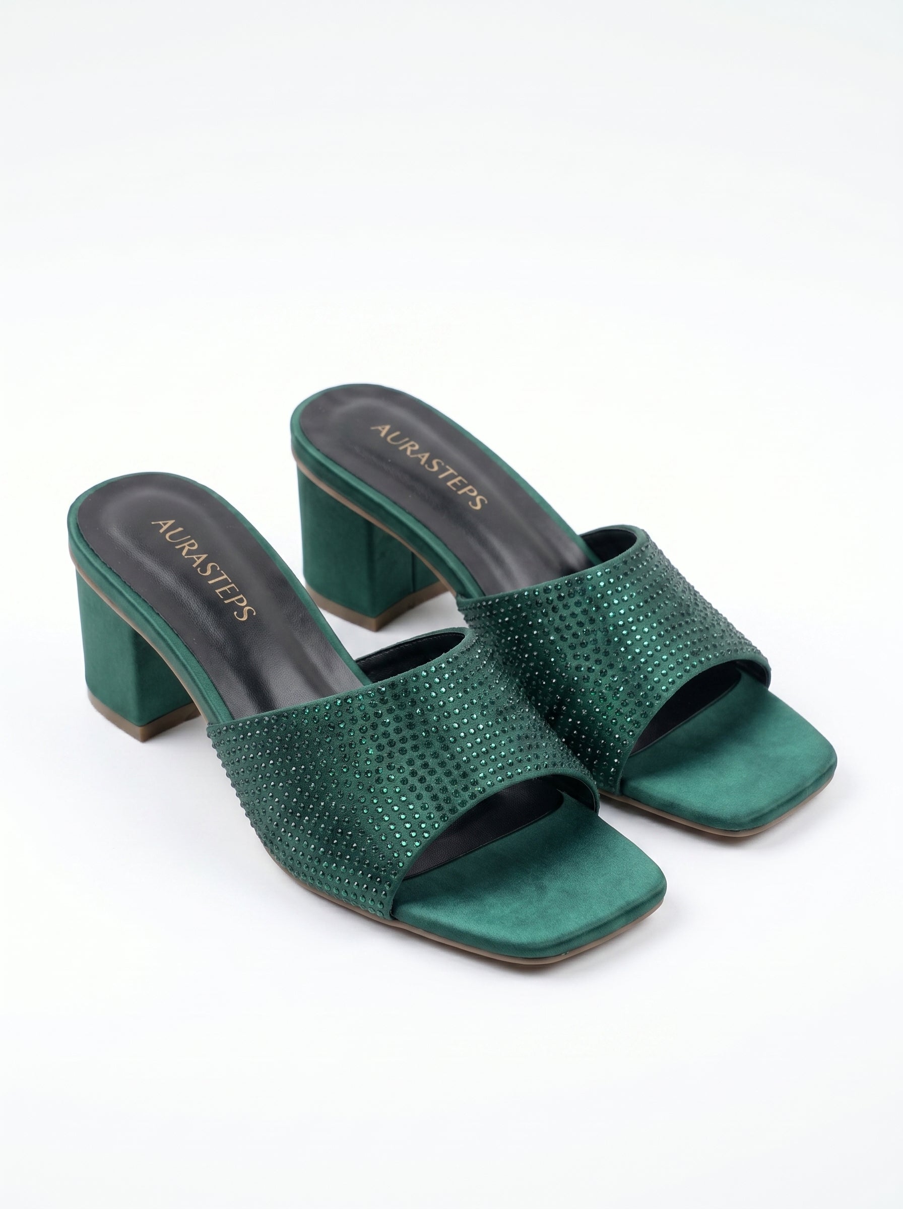 AURASTEPS – Crystal Glaze Flared Heels