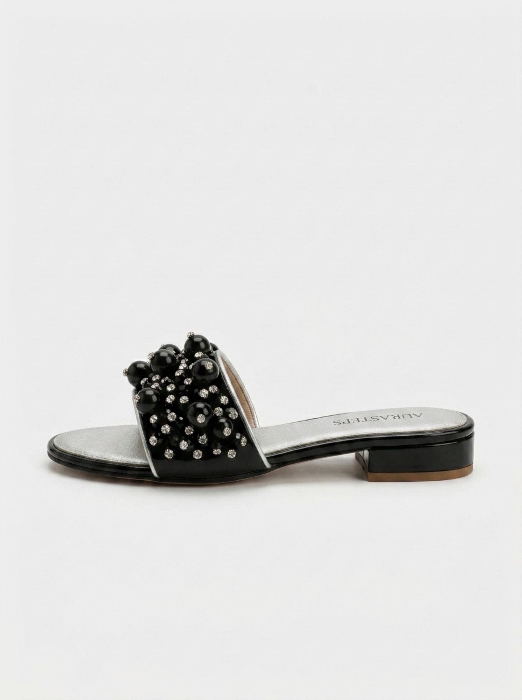 AURASTEPS Midnight Pearl Low-Heel Slides