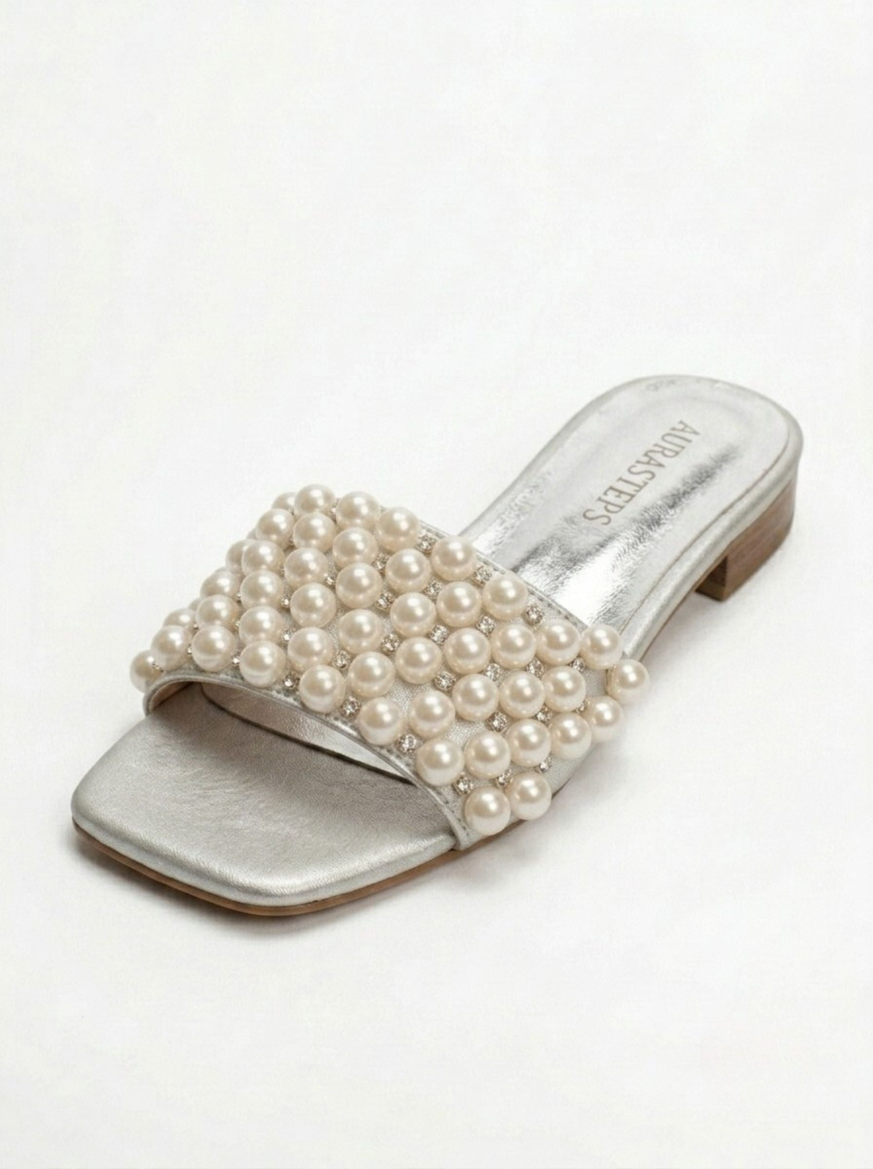 AURASTEPS Ivory Pearl Low-Heel Slides