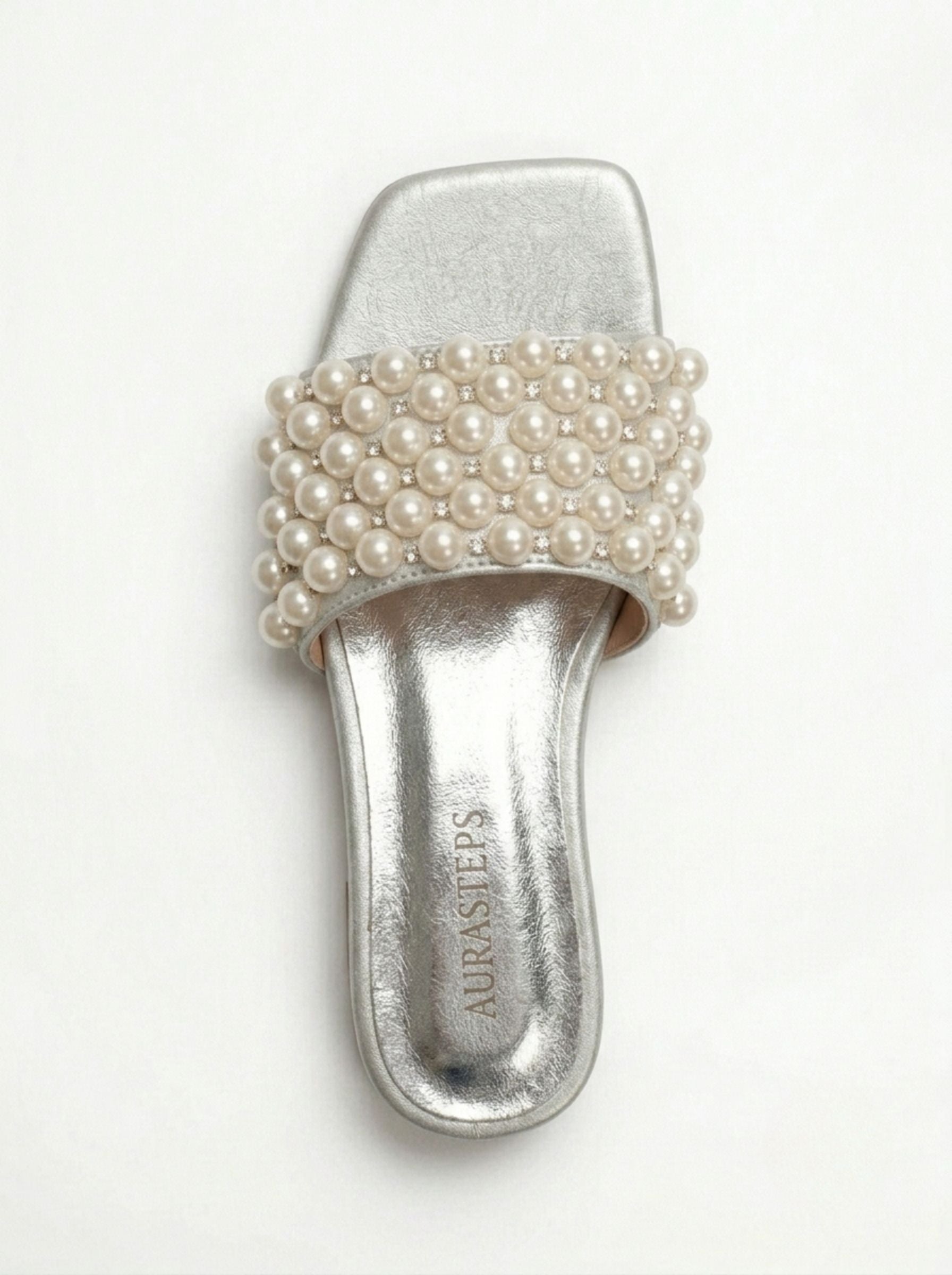 AURASTEPS Ivory Pearl Low-Heel Slides
