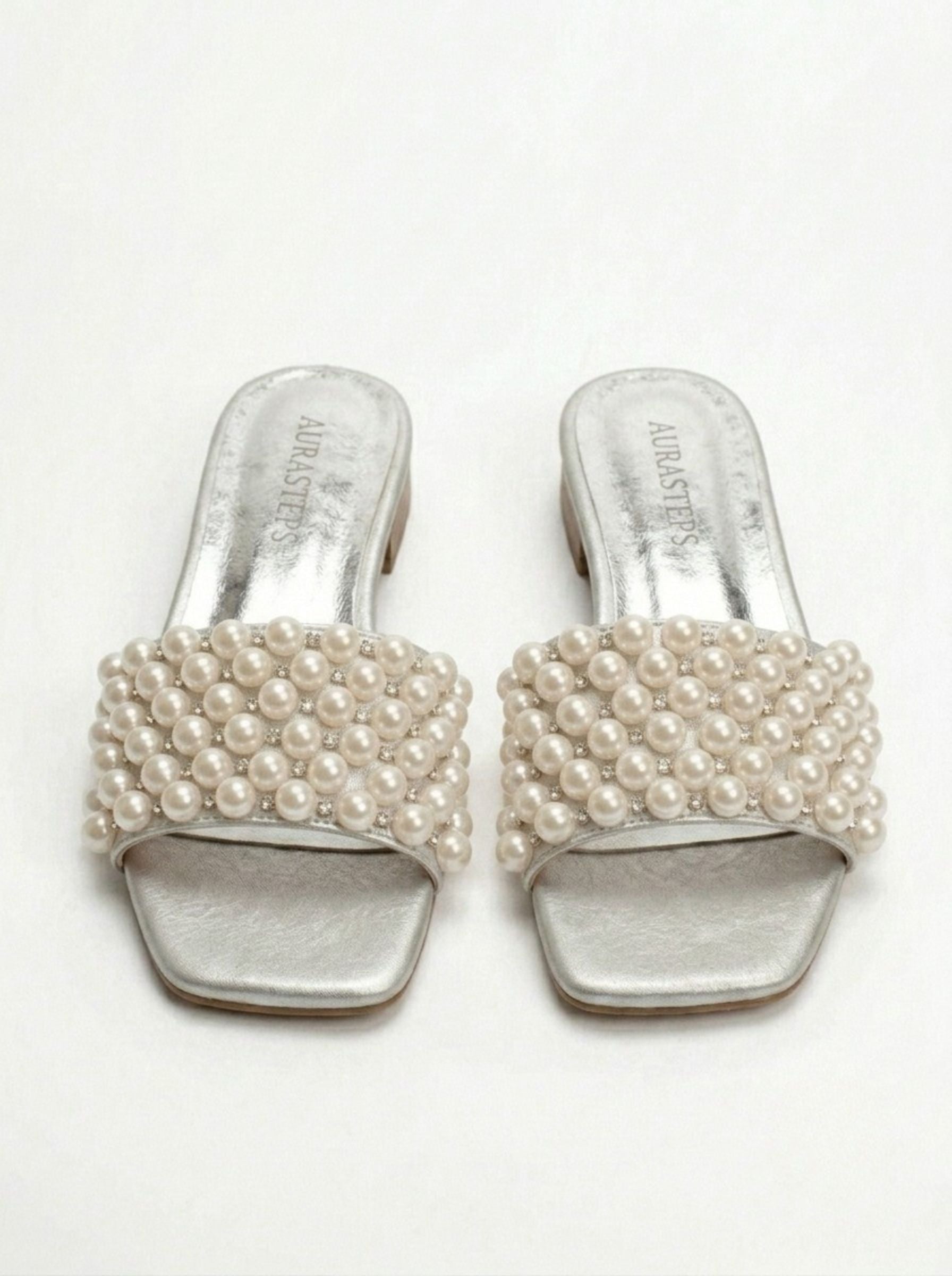 AURASTEPS Ivory Pearl Low-Heel Slides