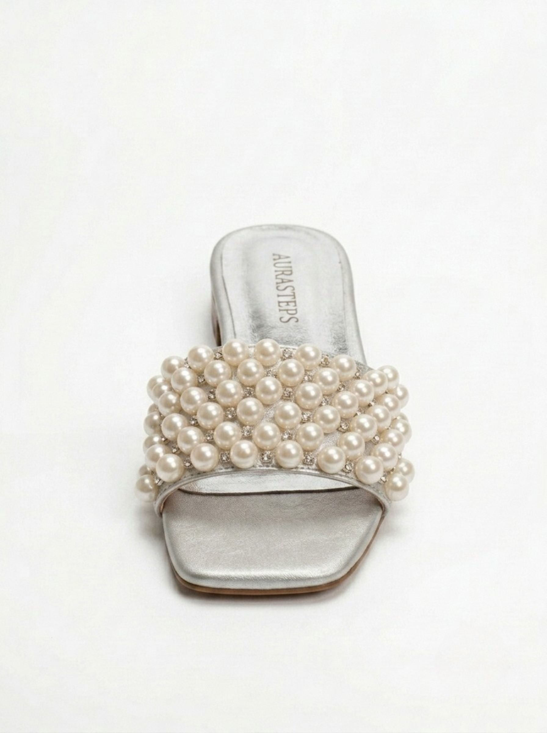 AURASTEPS Ivory Pearl Low-Heel Slides