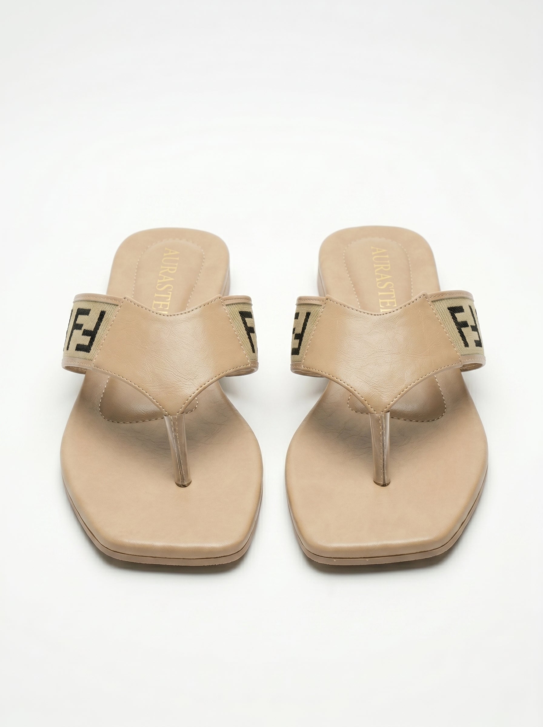 AURASTEPS Nude Monogram Casual Flats