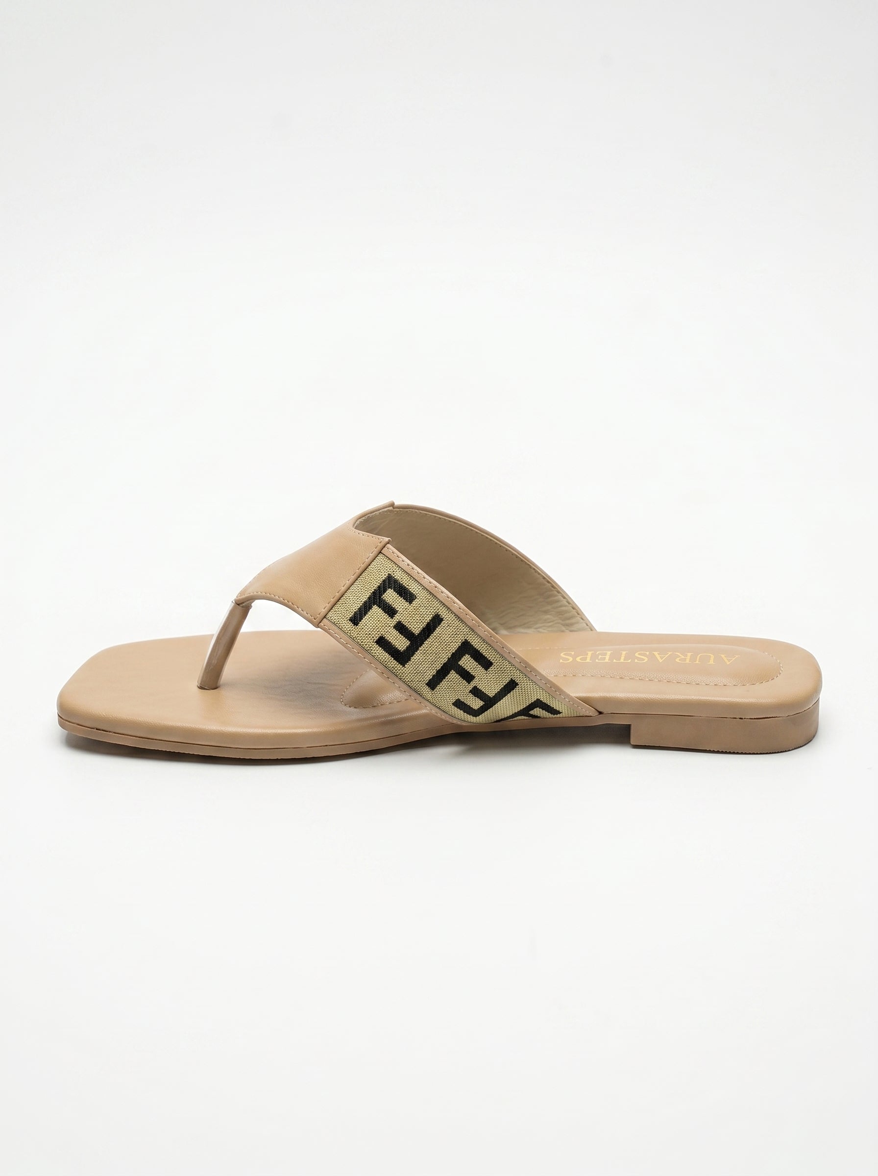 AURASTEPS Nude Monogram Casual Flats
