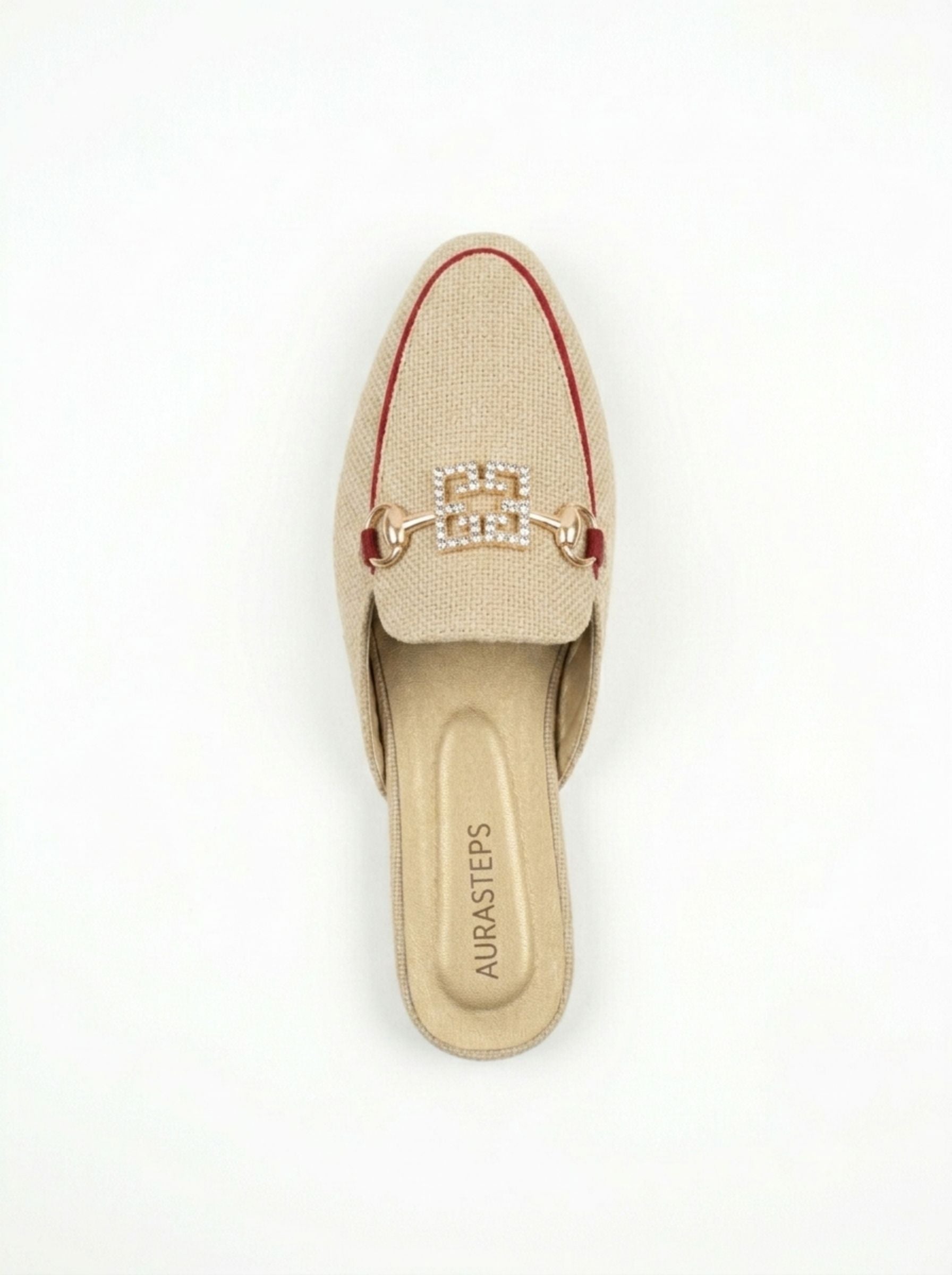 AURASTEPS Oatmeal Jute Textured Mules