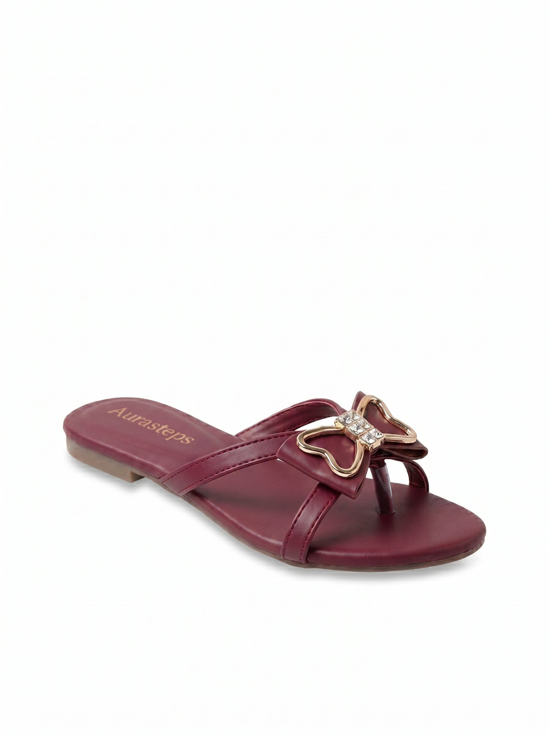 Aura Maroon Bow Flats