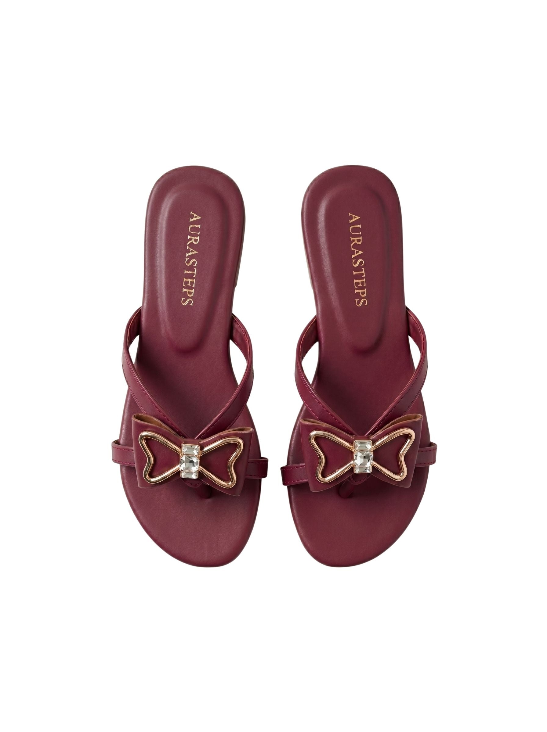 Aura Maroon Bow Flats